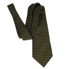 Brooks Brothers Makers Blue Yellow Gold Navy Thin Striped Silk Tie Made in USA