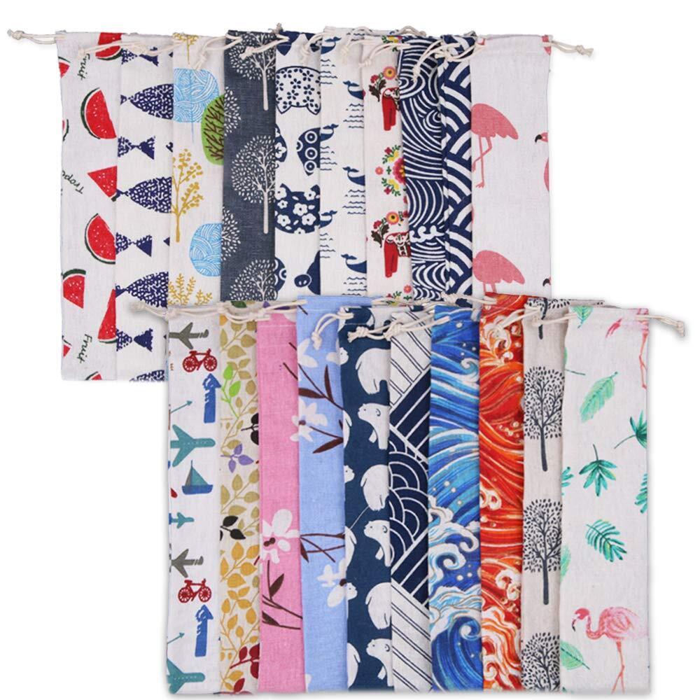 20-Piece Reusable Cutlery Case with Straws - 10x2.4 Inch Travel Pouch