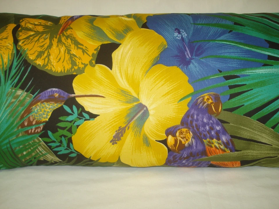 Funda de almohada decorativa con acento lumbar colibrí loros hibisco tropical 10x20 Foto 2 de 4