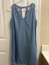 Old Navy Chambray Shift Dress Blue Sleeveless V-Neck Cowgirl Boho Casual Small