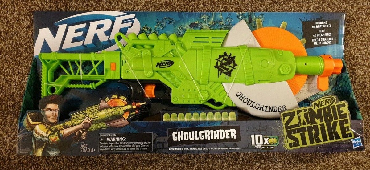 ☆UGR☆ Nerf Zombie Strike Ghoulgrinder Blaster -- Rotating 10-Dart Wheel