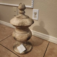 RARE NEW Pottery Barn Vintage White Turned Wood Finial Decorative Object