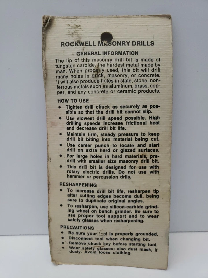 Broca de mampostería con punta de carburo Rockwell de 3/8" x 3" #72004 nueva de stock Foto 2 de 3