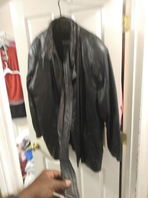 Wilsons The Leather Experts Mid Length Black Leather Jacket Men's Sz L