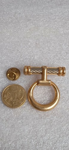 Broche (pin's) Vintage Malka Paris - Créateur Signé - Bimétal Doré Et Argenté - Occasion