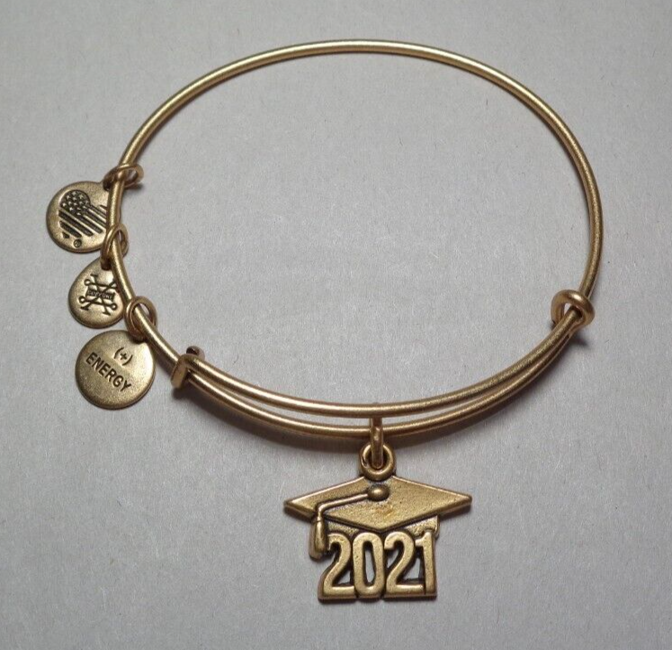 Alex and Ani GRADUATION CAP 2021 Rafaelian Gold Finish New Charm Bangle Bracelet