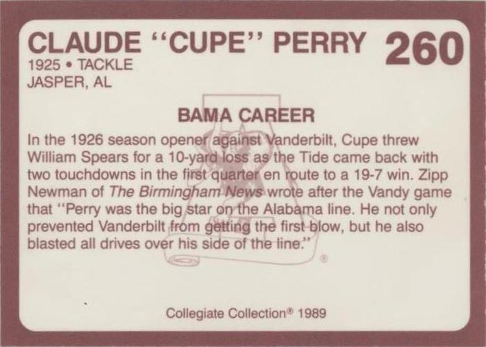 Collegiate Collection Alabama Crimson Tide Claude Perry #260