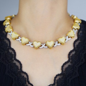Authentic Hip Hop Heart Shape Infinite Cuban Chain Necklace Bracelets Gold Plated Jewelry