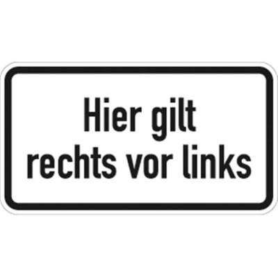 Verkehrsschild VZ2804, Hier gilt rechts vor links, Alu, RA2, 420x231 mm