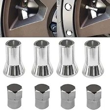 Chrome Valve Stem Sleeves And Caps Dress Up Kit Set Of 4 For Car And Truck Rubb