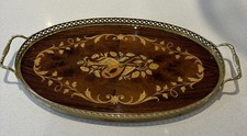 Vintage Oval Marquetry Inlaid