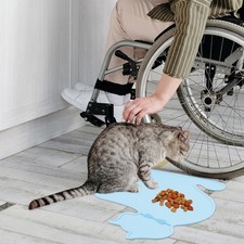 Reusable Cat Shape Silicone Food Mat Blue Durable Pet Placemat
