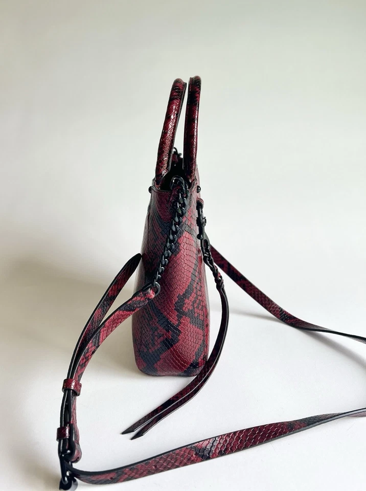 Bolso Bandolera Rebecca Minkoff Borgoña Negro Estampado Serpiente Cuero Pequeño Hombro Foto 4 de 4