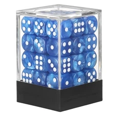 Polyhedral Dice Set 12mm Pearl Pattern Square Dice with Box, Blue