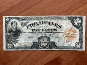 PHILIPPINES: 1936 Two Pesos Banknote - Silver Certificate - Red Seal- Circulated