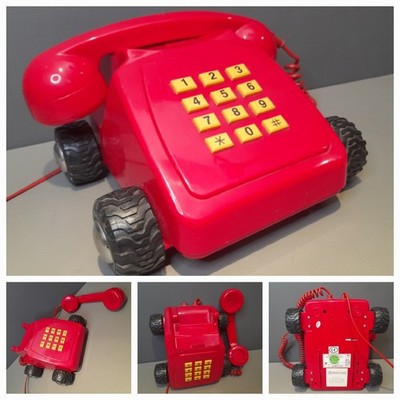 Vintage Direct Line ROTES TELEFON auf RÄDERN Original 80er 90er VOLL FUNKTIONSFÄHIG