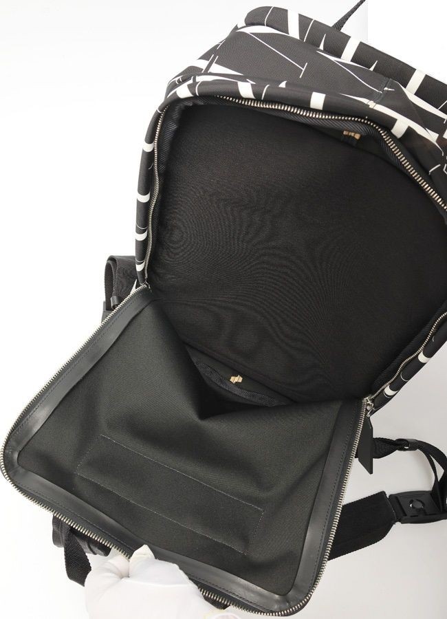 Valentino VLTN Nylon Backpack Black/White Used UY2B0964 Rucksack From Japan thumbnail 7