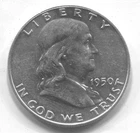 1950 D - FRANKLIN HALF DOLLAR-90% SILVER- LOT # 310