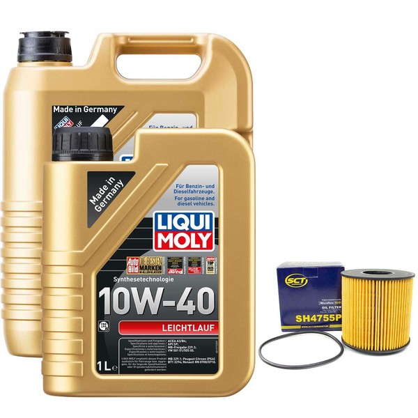 MotoröL Set Leichtlauf 10W-40 Liqui Moly 6 Liter + ÖLfilter FüR Renault Laguna-image
