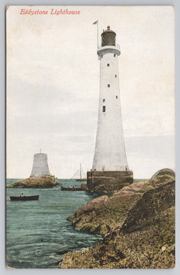Eddystone Lighthouse on the Eddystone Rocks near Plymouth England ...