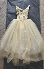 Weissman Small Child SC Beige Ballet Dress with Intricut Design on the body