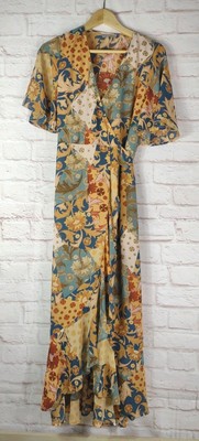 Dress Forum LA Tiered Wrap Maxi Size Medium Floral Boho Romantic Modern Prairie
