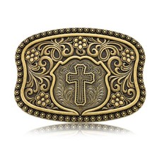 Religious Cross Western Belt Buckles for Men Cowboy Cowgirl, Vintage Cross Fa...