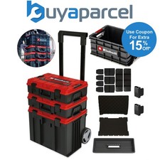 Einhell E-Case 4 PC Tower Rolling Mobile Tool Storage Box + Tote Trolley Modular