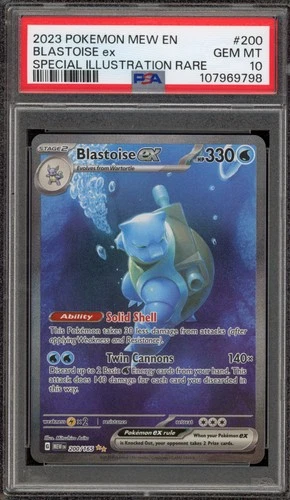 Pokemon Blastoise ex 151 MEW EN Special Illustration Rare #200 PSA 10 Gem Mint