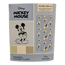 Feinbiber Spannbettlaken Mickey Mouse 90 / 100 x 200 cm Bettlaken Spannbetttuch