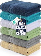 6 Pack Bath Towels Set, 27 X 54 Inches 100 Ring Spun Cotton, Quick Dry, Highl
