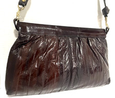 New LEE SANDS Vintage Genuine EEL SKIN Dark Burgundy Convertible Shoulder Bag