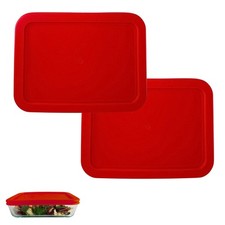 6 Cup/1.5 L Red Replacement Lids/Covers for Pyrex 6 Cup, - 2 Pack