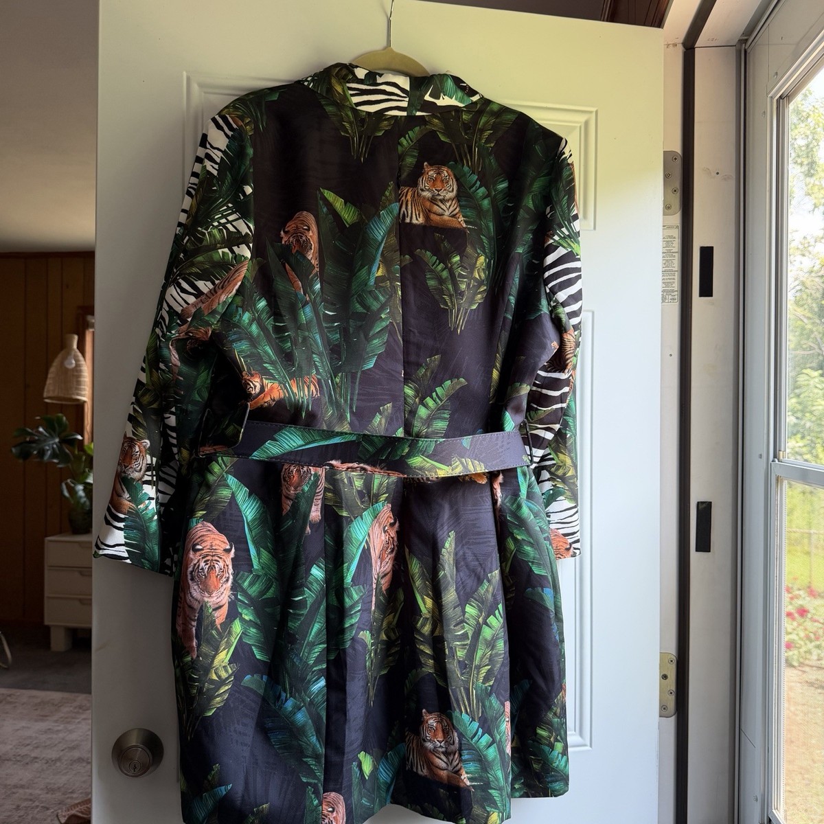 Blazer Dress In Tropical Silk Abstract Tiger Print 3X L’atiste By Amy - Blake View 5