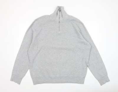 Marks and Spencer Herren Pullover grau hochgeschlossen 1/2 Reißverschluss 2XL normale Passform