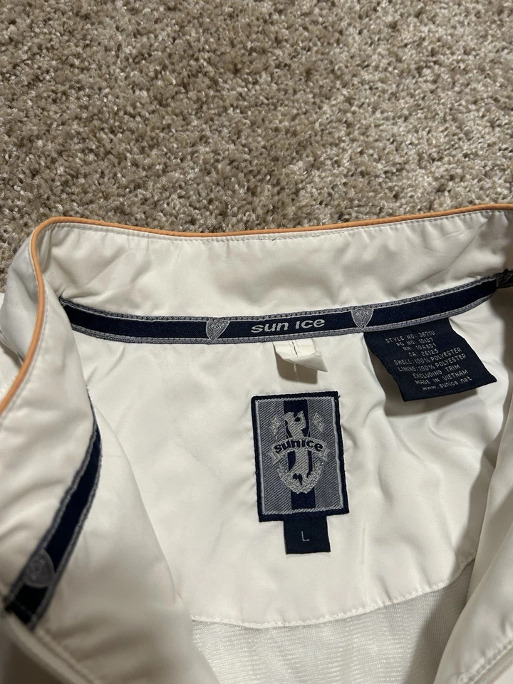 Chaqueta cortavientos Sunice Quarter cremallera para hombre grande blanca pulóver golf aire libre Foto 3 de 4