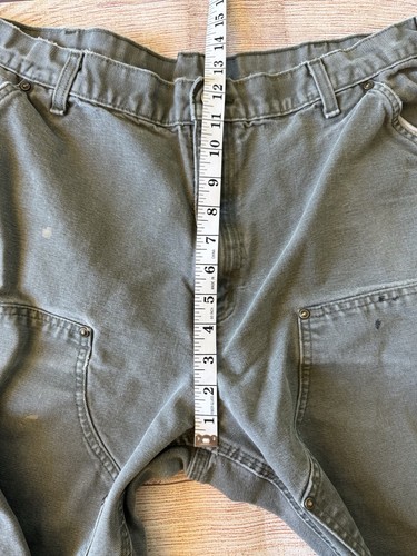 Carhartt Pants Mens *36 X28 Green Double Knee Canvas B136 MOS Distressed Baggy - Picture 5 of 11