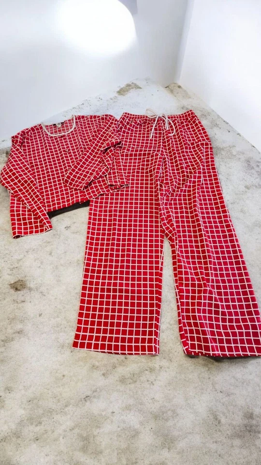 Pijama feminino Josie By Natori 2 peças vermelho médio quadriculado geométrico Y2K - Imagem 3 de 4