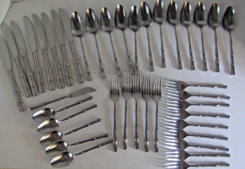 40 Pc Lot Towle Supreme Cutlery BAMBOO Japan Stainless  Forks spoons Used 40 Lot