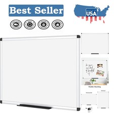 Versatile 48 x 24 Inch Magnetic Whiteboard with Aluminum Frame Marker Tray