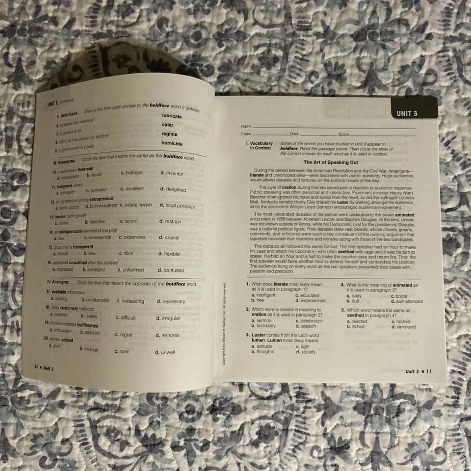 Sadlier Oxford Vocabulary Workshop Unit Test Booklet Level B - Image 2 of 3