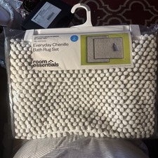 Room Essentials Everyday Chenille Bath Rug Set, Gray, NWT