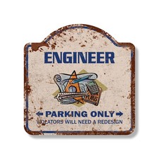 Rustic Vintage Engineer Parking Sign Drafting Tools Engineering Electrical
