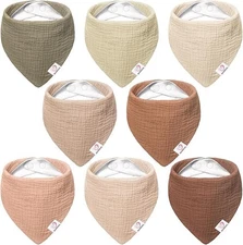 Muslin Baby Bibs 8 Pack Soft Bandana Bibs for Drooling & Teething Absorbent B...