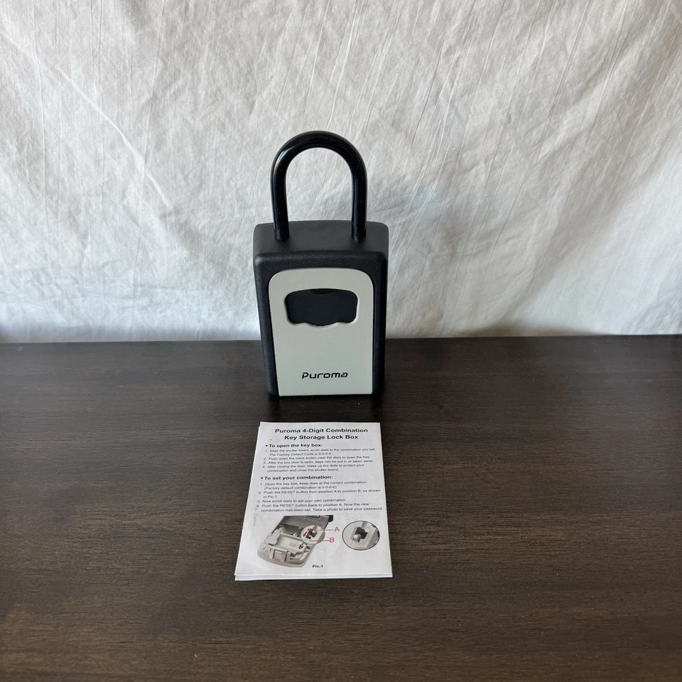 Puroma Key Lock Box, Portable Combination Lockbox Wall-Mounted Key Storage - Image 3 of 4