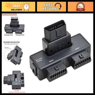 OBD2 Splitter Adapter 16 Pin Male to 2 Female, 1 to 3 OBD Cable Extension for Di