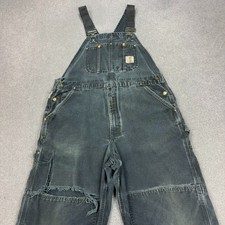Carhartt Dungarees Adult 36x26 Black Overalls Bib Duck Canvas Double Knee Men