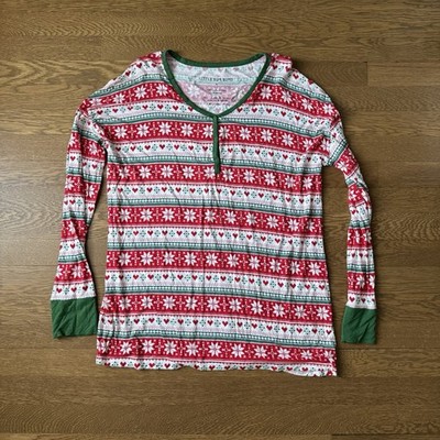 Little Bum Bums Womens XL Henley Bamboo Pajama Top Long Sleeve Christmas
