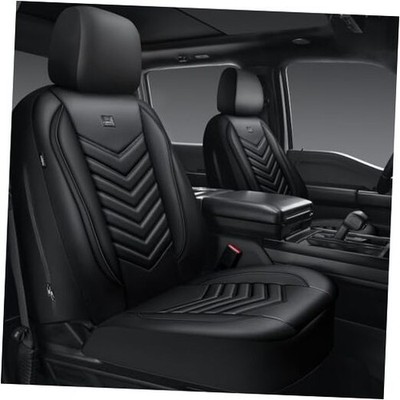 CAR PASS 3D Foam Faux Leather Car Seat Covers Front Two Front Black