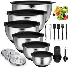 Mixing Bowls with Airtight Lids 22 PCS Stainless Steel Nesting Bowls with 3 G...